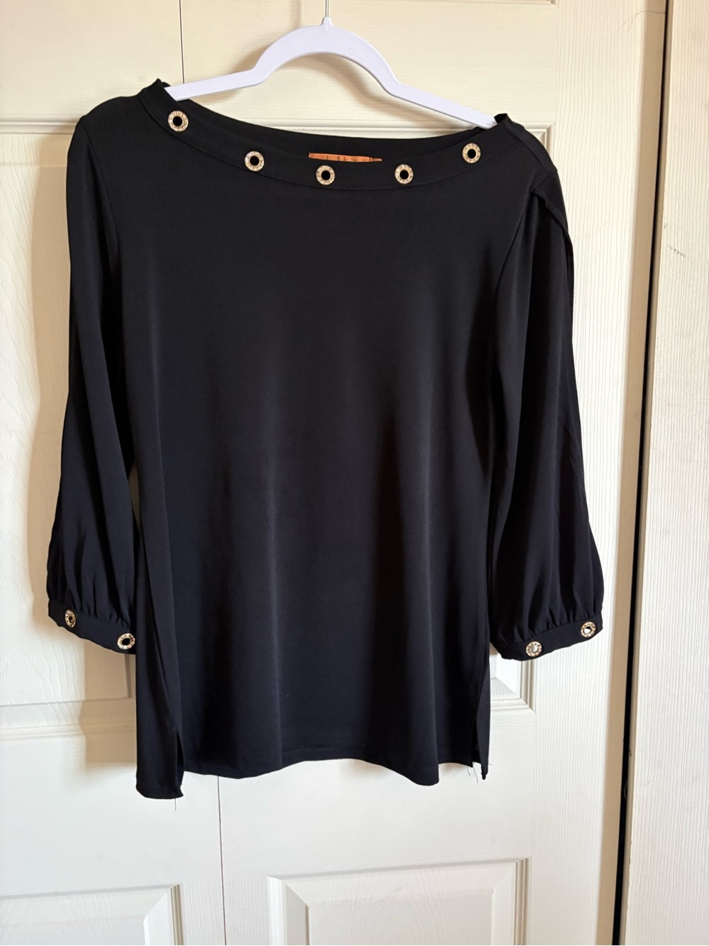 Black Grommet Detail Women's Top